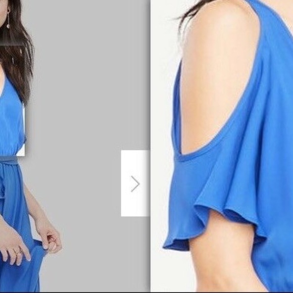 Ann Taylor Short Sleeve Cold Shoulder Belted Dress - Picture 2 of 5